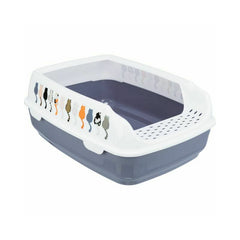 Trixie Delio Cat Litter Tray Rim with Cats Design - GREY/35X20X48CM