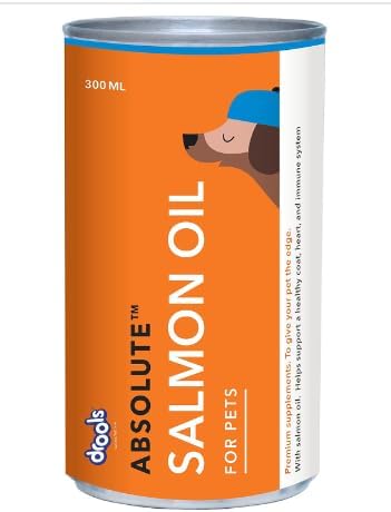 Drools Absolute Salmon Oil Syrup Dog Supplement, No Artificial Flavors or Preservatives Promotes a Smooth, Lustrous Coat Breeds and Ages - 150 Ml