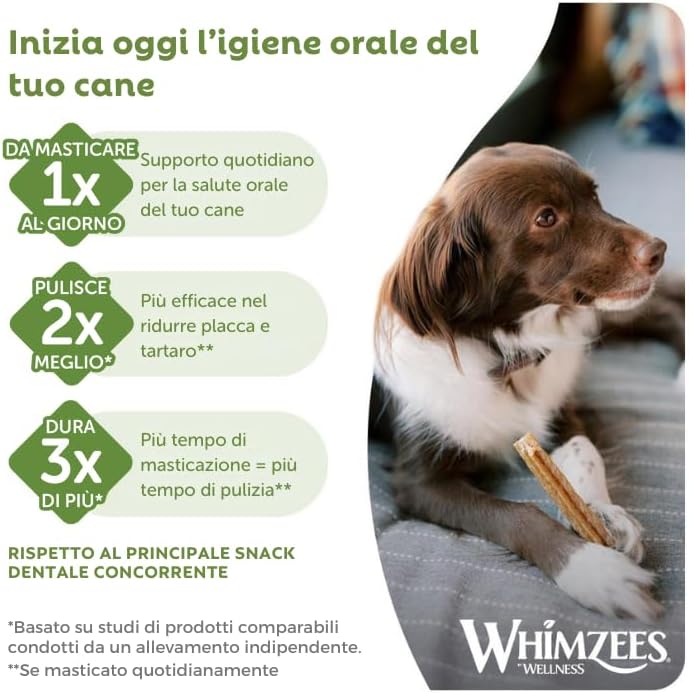 Whimzees Natural Grain Free Dental Dog Treats, Stix Extra Small, 56Pcs, 420g