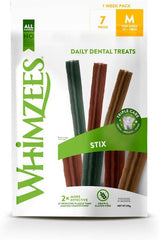 Whimzees Daily Dental Dog Treats, Stix Medium (7pcs)