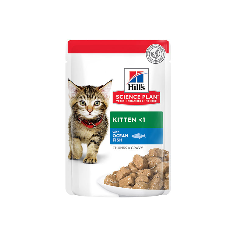Hill’s Science Plan Tender Chunks In Gravy Kitten With Ocean Fish Pouches (12x85g) (EXP: 03.26)