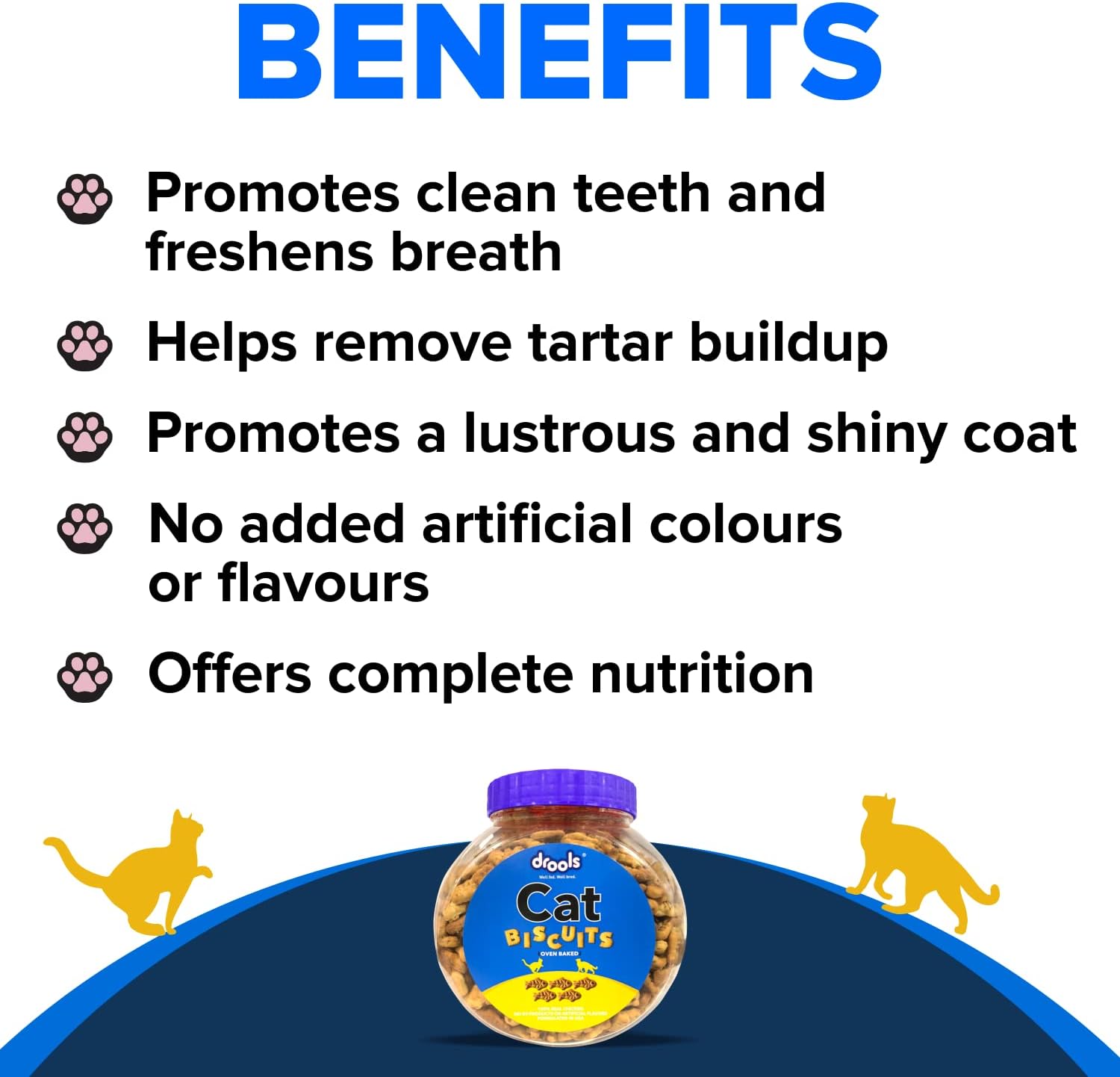 Drools Cat Biscuits, Real Chicken, 400 Gm | Oven Baked, Crunchy, No Artificial Ingredient, High In Nutrition, Prevents Tartar Build-Up | Train & Build Bonds | For Kitten & Adult Cat