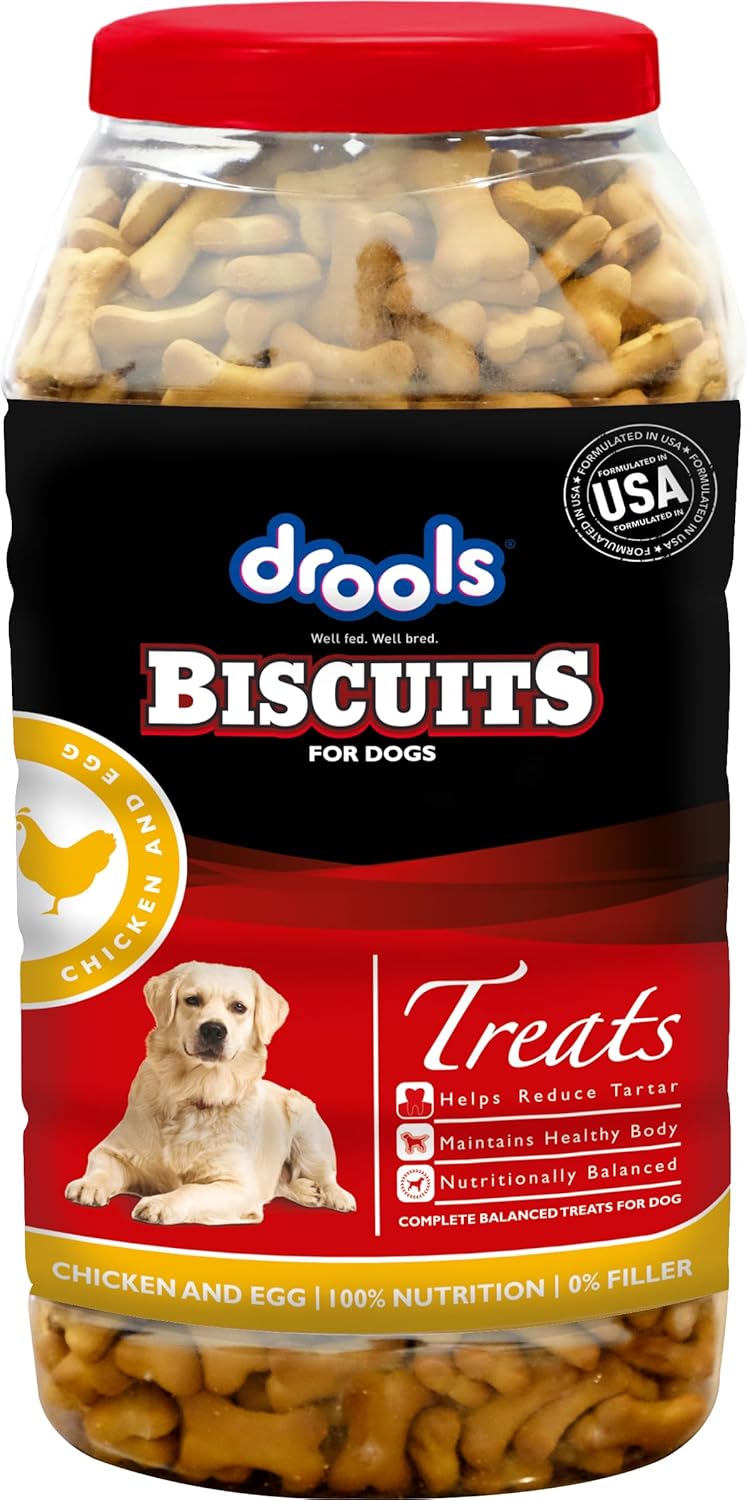 Drools Dog Treat Biscuits, Real Chicken, 800Gm Biscuit | Oven Baked, Crunchy, No Artificial Ingredient, Prevents Tartar Build-Up | Best For Training & Rewarding | For Puppy & Adult Dog