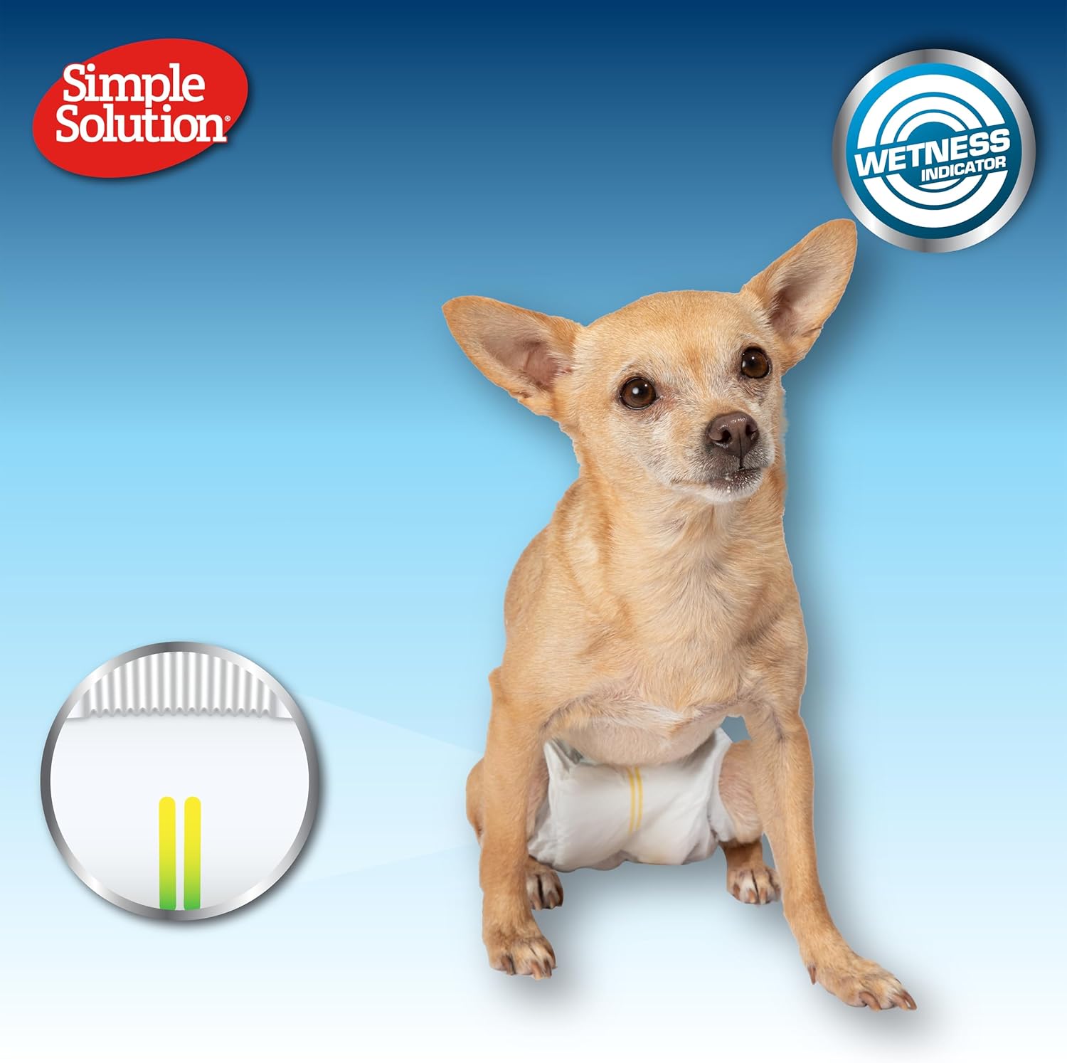 Simple Solution Improved Fit Disposable Female Dog Diapers, White, X-Small, Pack of 1 (12 Pieces)