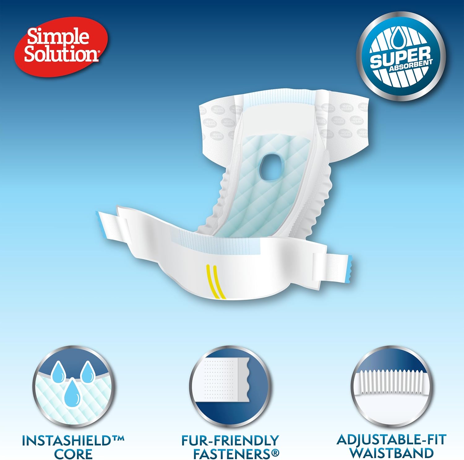 Simple Solution Disposable Female Dog Diapers, White, Medium, Pack of 12, M (Pack of 1)