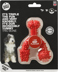Tasty Bone Nylon Trio Dog Chew Toy, Durable & Indestructible Chew for Small Dogs, Beef Flavor