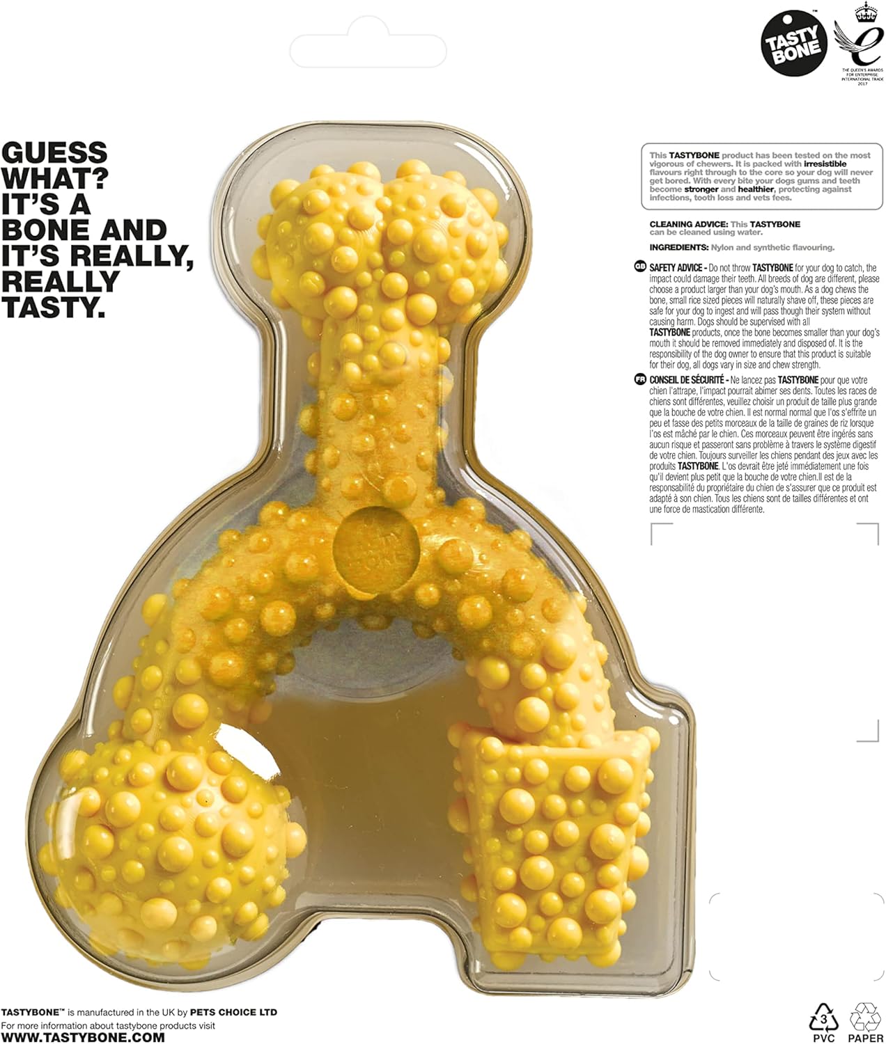 Tasty Bone Nylon Trio Dog Chew Toy, Durable & Indestructible Chew for Large Dogs, Chicken Flavor