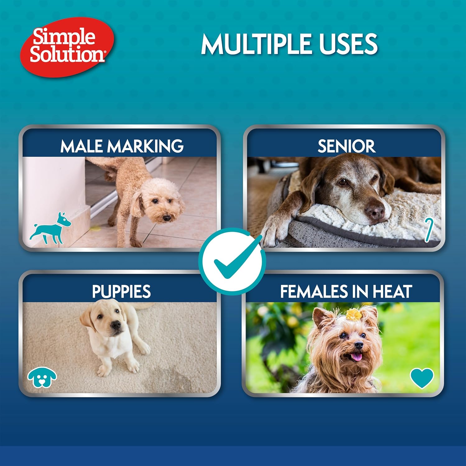 Simple Solution Disposable Female Dog Diapers, White, L/XL, Pack Of 12