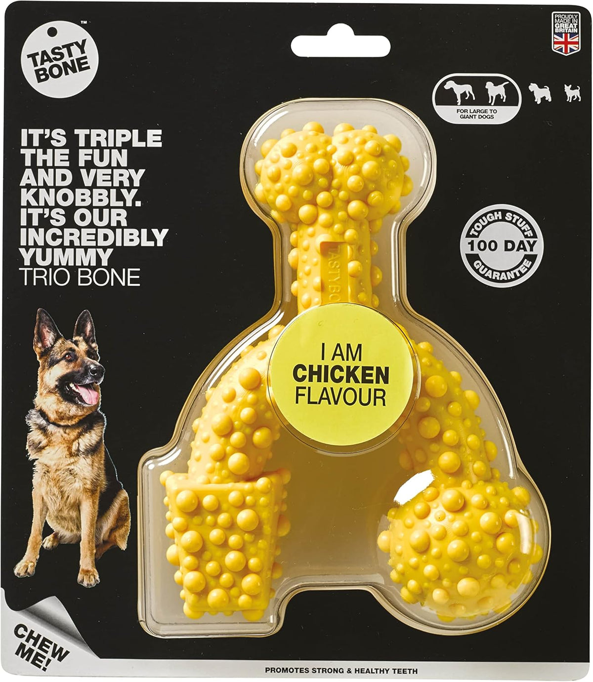 Tasty Bone Nylon Trio Dog Chew Toy, Durable & Indestructible Chew for Large Dogs, Chicken Flavor