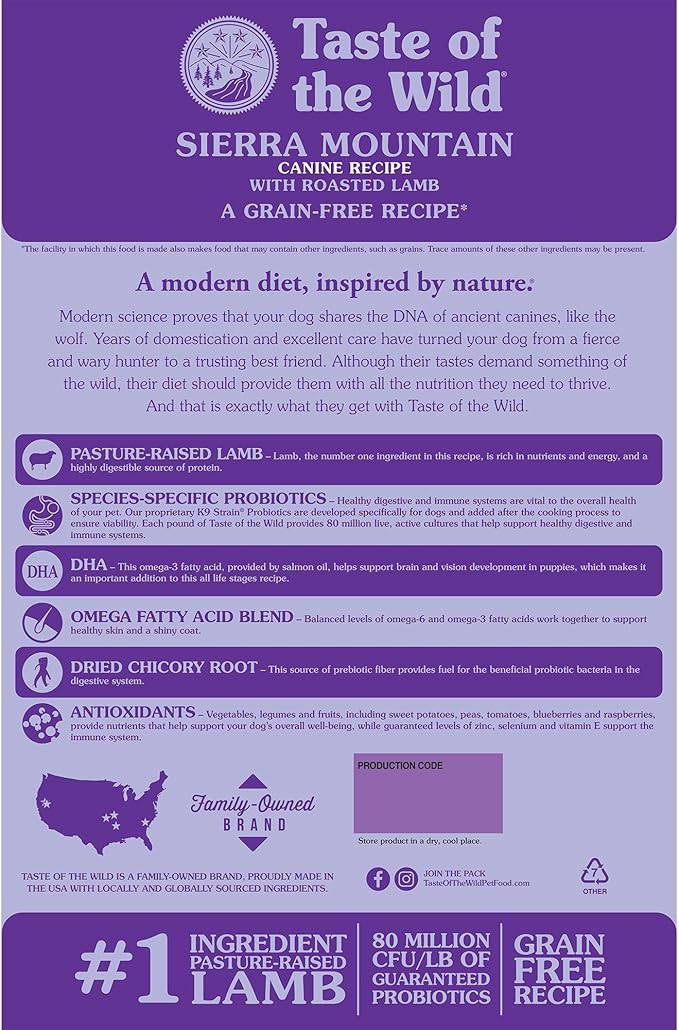 Taste of the Wild Sierra Mountain Canine Recipe with Roasted Lamb 2.27kg