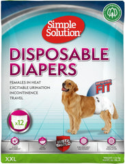 Simple Solution Disposable Female Dog Diapers, White, XXL Pack Of 12, X-Large
