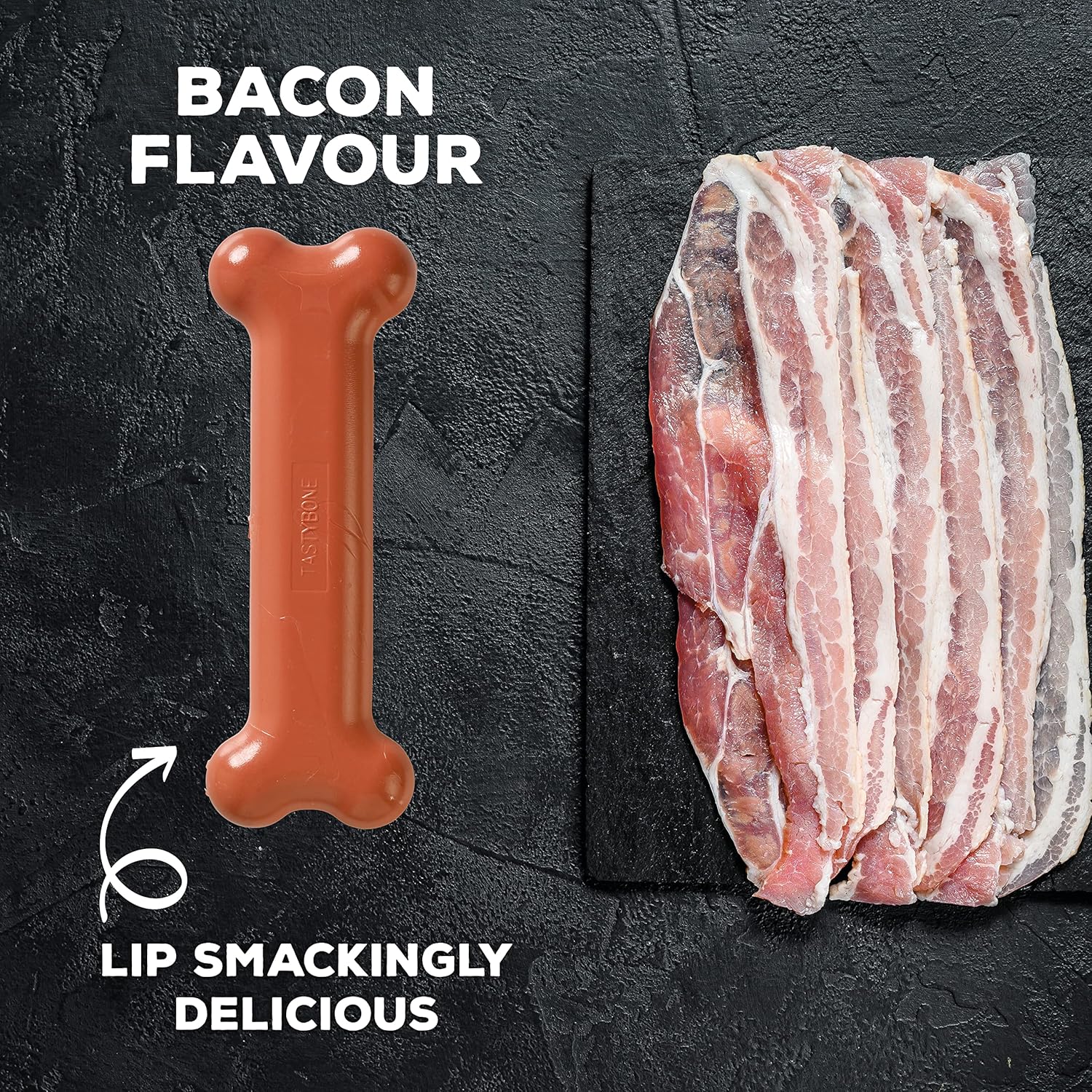 Tasty Bone Nylon Dog Chew Toy, Durable & Indestructible Chew for Large Dogs, Bacon Flavor