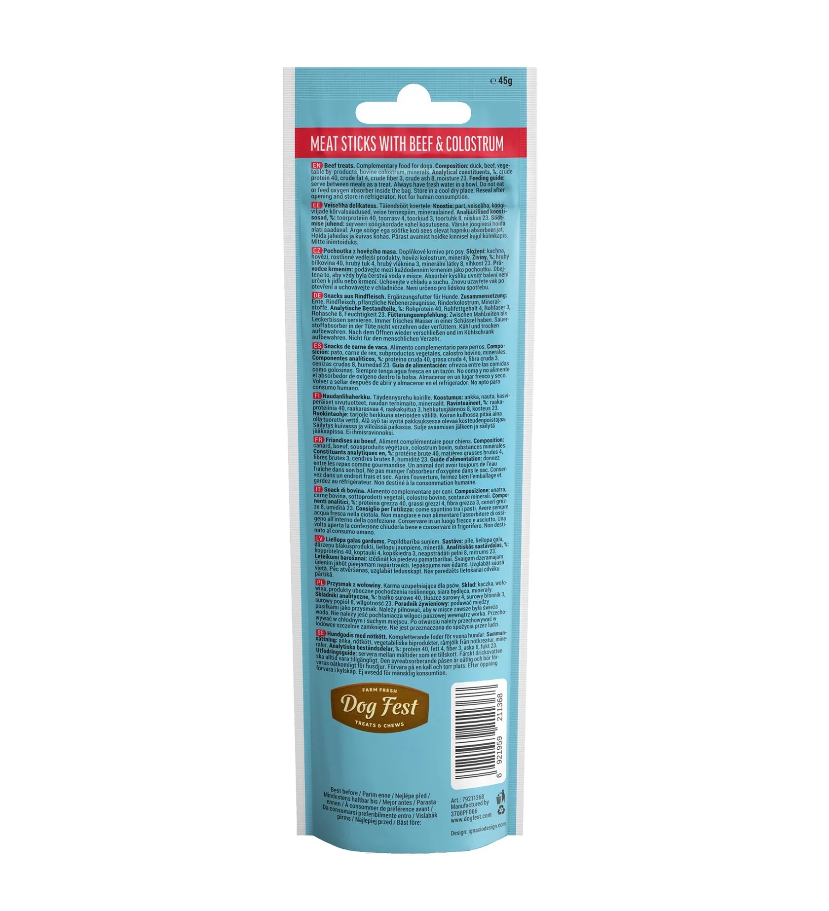 Dog Fest Beef Stick With Colostrum 45g