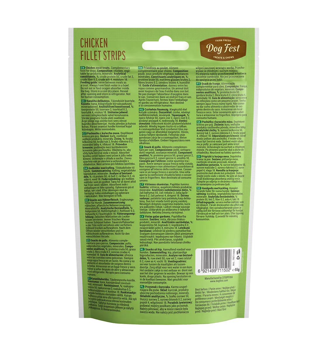 Dog Fest Chicken Fillet Strips For Mini-Dogs - 55g