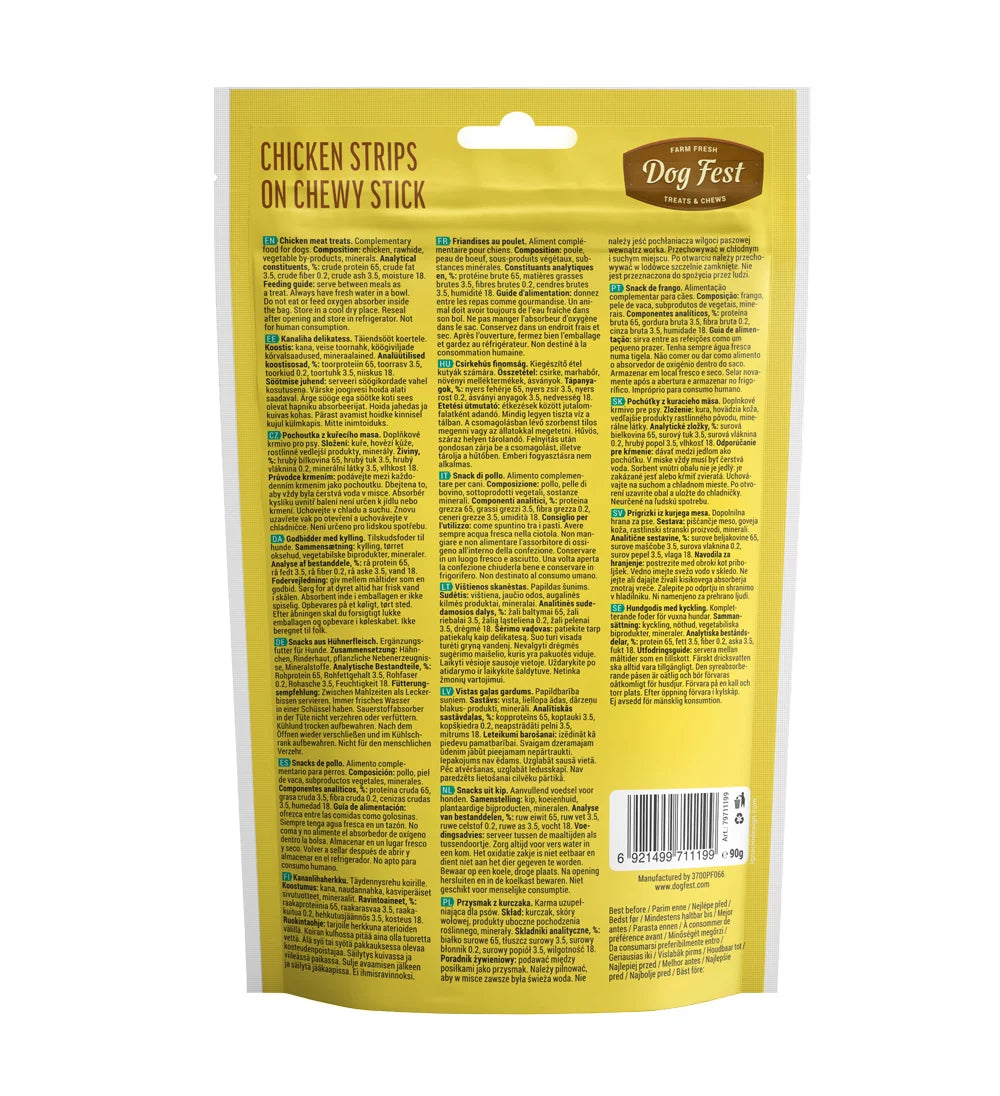 Dog Fest Chicken Strips On Chewy Stick For Adult Dogs - 90g