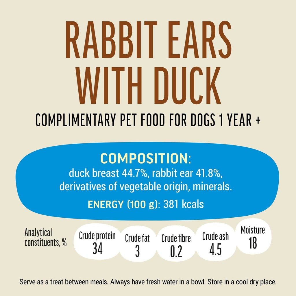 Dog Fest Rabbit Ears With Duck For Adult Dogs - 90g