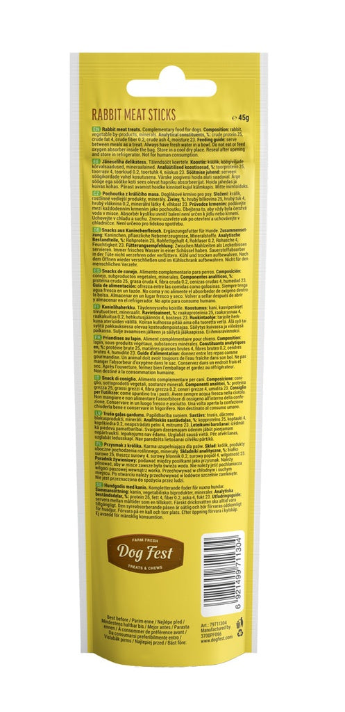 Dog Fest Rabbit Meat Sticks For Adult Dogs - 45g
