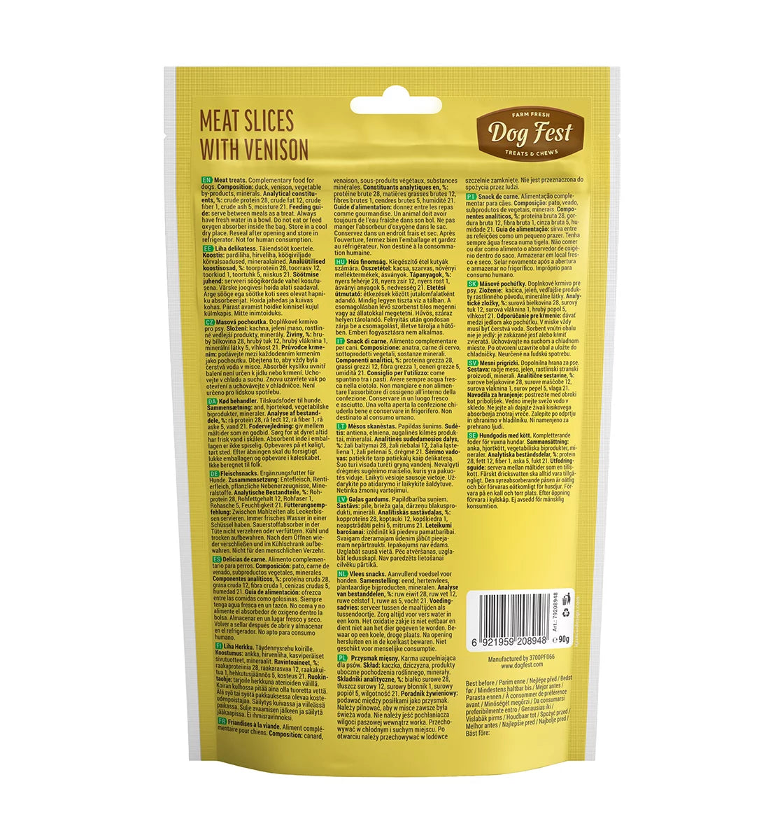 Dog Fest Slices With Venison For Adult Dogs - 90g