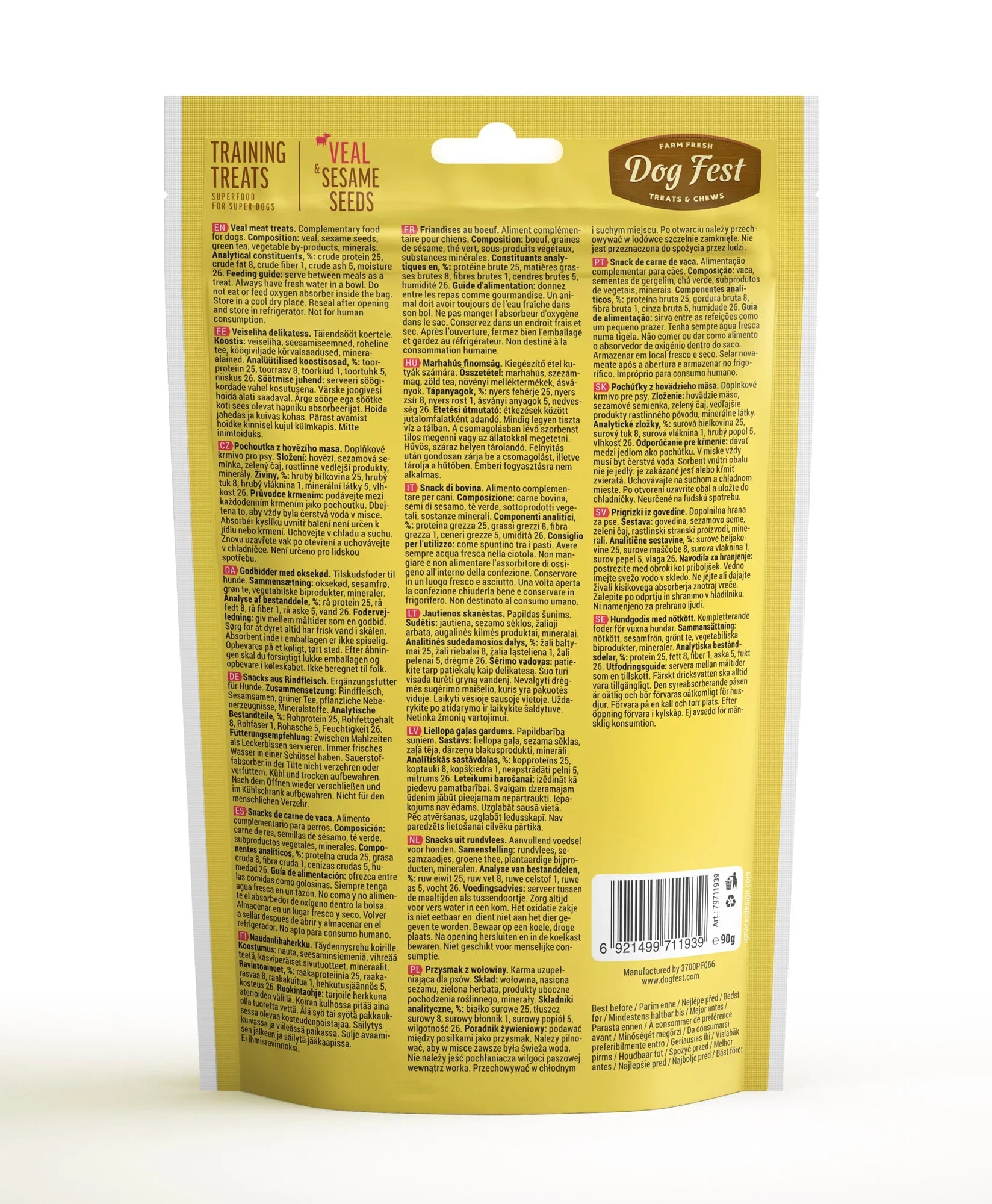 Dog Fest Training Treats Veal & Sesame Seeds 90g