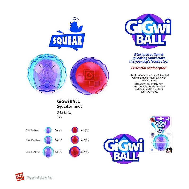 GIGWI G-Ball Purple/Blue Squeaker Transparent (Medium)