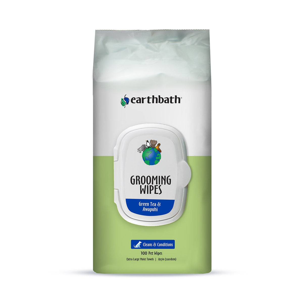 Earthbath® Grooming Wipes, Green Tea & Awapuhi, 100 ct