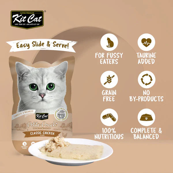Kit Cat Petite Pouch - Classic Chicken In Aspic Wet Cat Food 70G