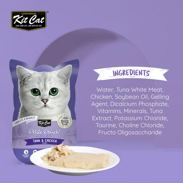 Kit Cat Petite Pouch - Tuna & Chicken In Aspic Wet Cat Food 70G