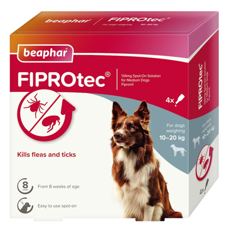 Beaphar Fiprotec for Medium Dog, 4 Pipettes