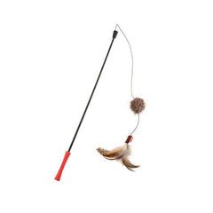 Gigwi Feather Teaser with Natural Plush Tail and TPR Handle (Red)
