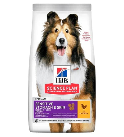 Hill’s Science Plan Sensitive Stomach & Skin Medium Adult Dog Food With Chicken 2.5KG