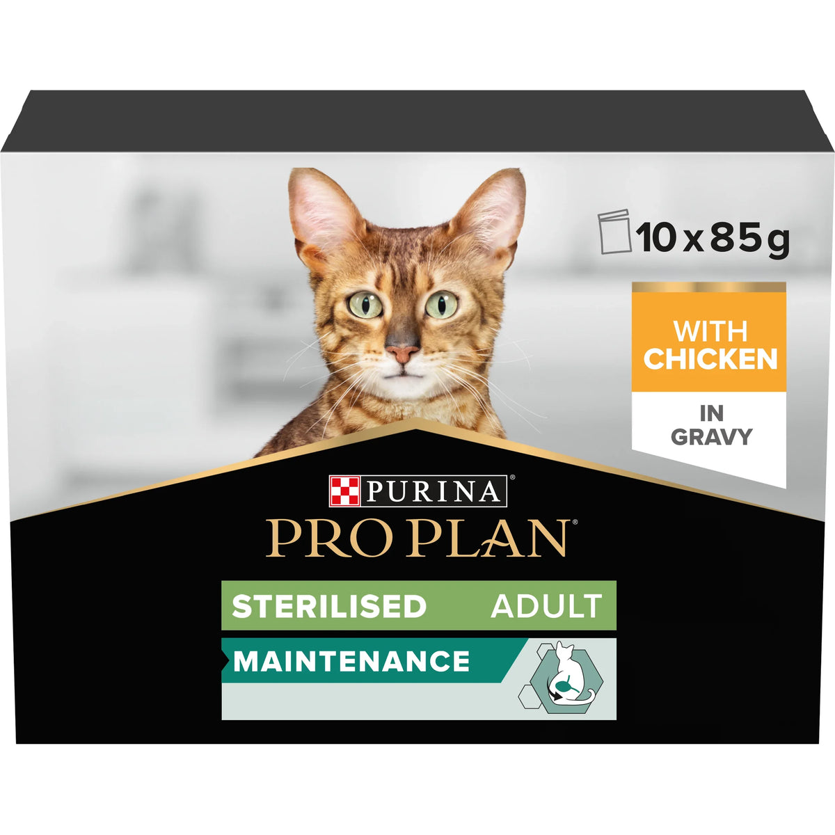 Purina Pro Plan Sterilised Adult Wet Cat Food, Chicken in Gravy, Multipack, 10 x 85g